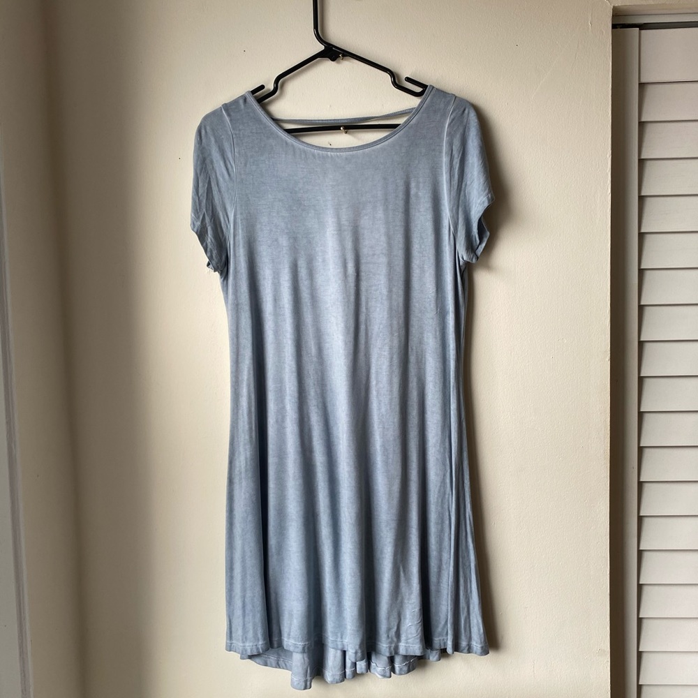 Francesca’s Blue T Shirt Dress with Back Cutout